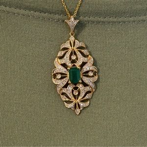 Effy 14k Diamond and Emerald Pendant